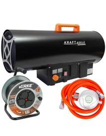 Tun de caldura pe gaz, 60kW GPL cu termostat si afisaj digital, Tambur de 25m, 3X25mm