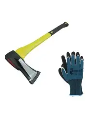 Kit pentru despicat lemne, topor cu pana si manusi latex, d215+Rtela Dual marimea 9
