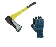 Set pentru despicat lemne, topor cu pana si manusi latex, d215+Rtela Dual marimea 10