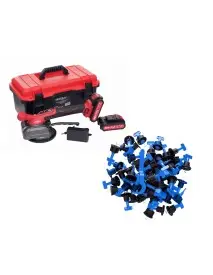 Set profesional montaj gresie/faianta, ventuza vibranta si sisteme nivelare 50 piese, d10768+ta4220
