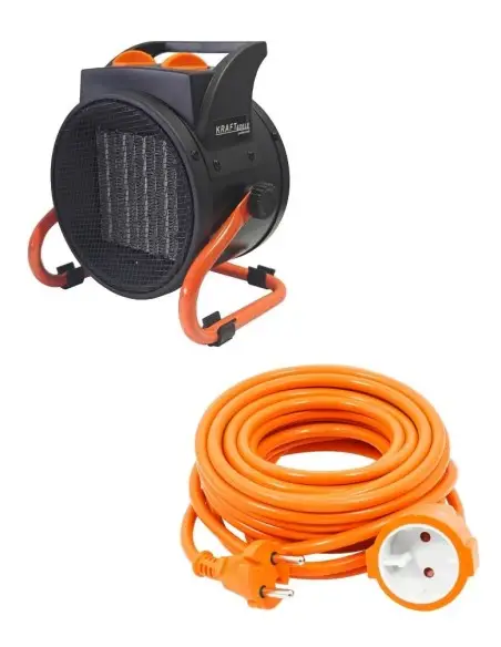 Kit prelungitor 20m si aeroterma electrica, 2.5 kW, 2500 W, cu termostat, D11727+v70101 Kit prelungitor 20m si aeroterma electrica, 2.5 kW, 2500 W, cu termostat, D11727+v70101