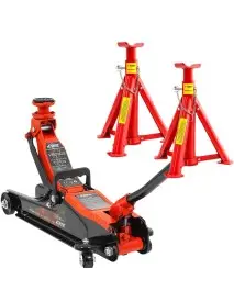 Pachet cric hidraulic 2,5T, profil redus, 100-400 mm si capre auto 3T, V80105+V80091