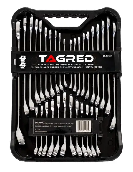 Set chei fixe TA1262, 32 piese, metrice si inch, CrV