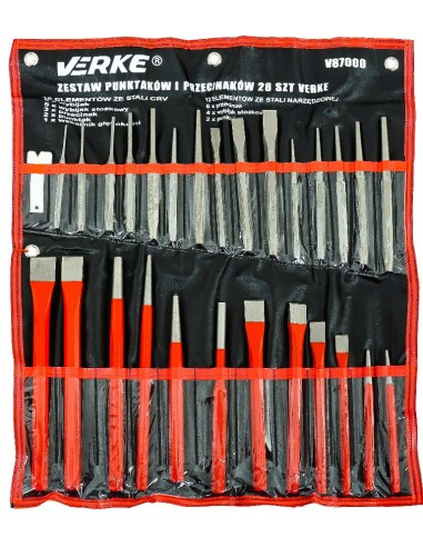 Set de punctatoare si dalte 28 buc, VERKE, V87000.