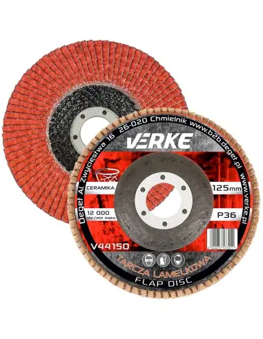 Disc de slefuit 125mm p36 ceramic, VERKE, V44150. Disc de slefuit 125mm p36 ceramic, VERKE, V44150.