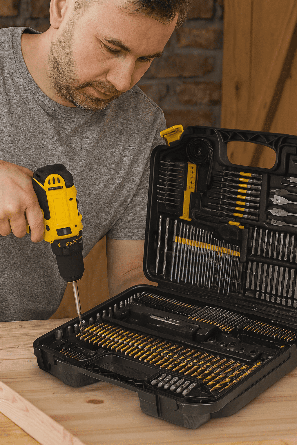 Set de burghie si biti 204 buc, Powermat, PM0701