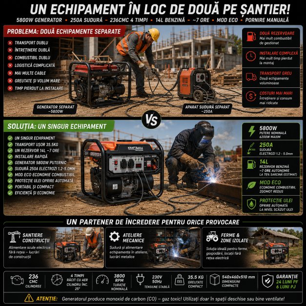 generator curent cu sudura vs generator de curent + aparat de sudura