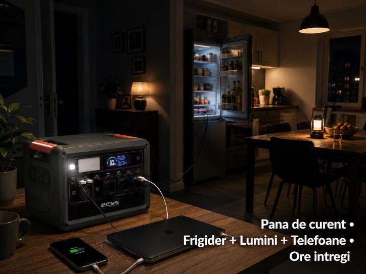 Statie alimentare portabila KRAFT&DELE 1152Wh LiFePO4 1200W Solar KD5532
