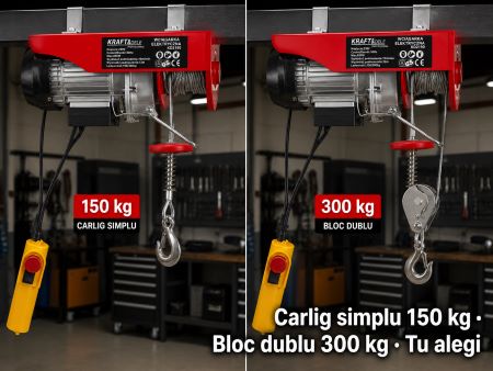 Troliu electric KRAFT&DELE 230V, 650W 150/300 kg, inaltime 12m KD2190