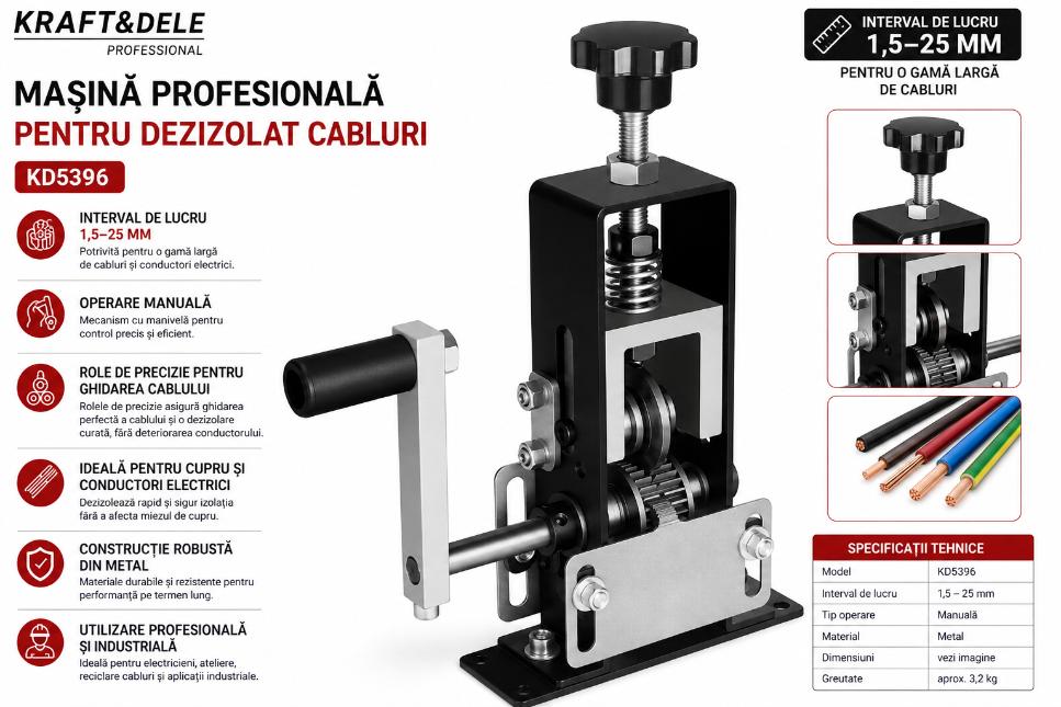 Masina pentru dezizolat cabluri, Kraft&Dele, 1,5–25 mm, KD5396